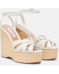 Aquazzura - Copacabana Leather Wedge Sandals - Lyst