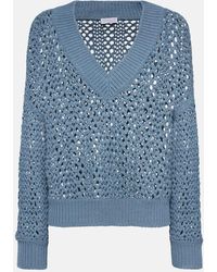 Brunello Cucinelli - Open-knit Cotton-blend Sweater - Lyst