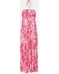 Poupette - Carla Printed Halterneck Maxi Dress - Lyst