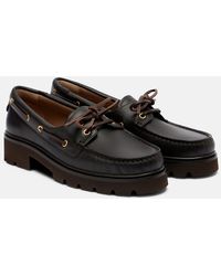 Gianvito Rossi - Olonne Leather Boat Shoes - Lyst