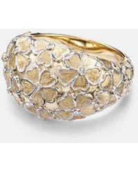 Yvonne Léon - Ring Dome Fleurie Aus 9Kt Gelb- Und Weissgold (375/1000) Mit Diamanten - Lyst