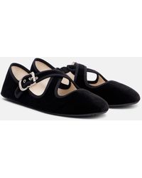 Alaïa - Suede Criss-Cross Ballet Flats - Lyst