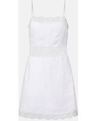 STAUD - Amalina Lace-Trimmed Linen Minidress - Lyst