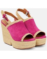 Robert Clergerie - Damya Suede Wedge Sandals - Lyst