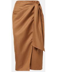 Max Mara - Brauner Rock Aus Leinen- Und Seidentwill - Lyst