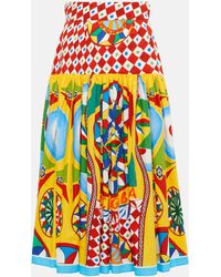 Dolce & Gabbana - Poplin Midi Skirt With Carretto Print - Lyst