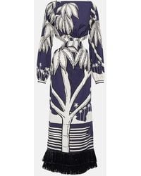 Johanna Ortiz - Printed Fringe-Trimmed Cotton Maxi Dress - Lyst