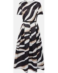 Elie Saab - Printed Silk-Blend Midi Dress - Lyst