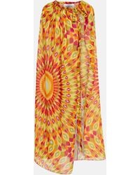 Valentino - Printed Cotton And Silk Beach Cover-up - Lyst