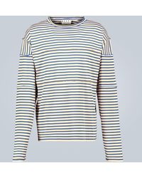 Marni Gestreiftes Baumwoll-Langarmshirt - Blau