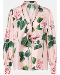 Dolce & Gabbana - Blouse En Soie A Fleurs - Lyst