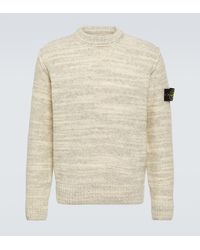 Stone Island - Pullover in misto lana con logo - Lyst