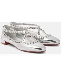 Christian Louboutin - Pilouta Jane Spikes Leather Ballet Flats - Lyst