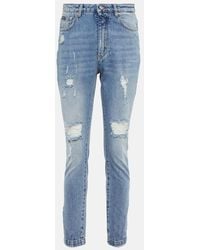 Dolce & Gabbana - Distressed High-rise Skinny Jeans - Lyst