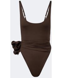 Magda Butrym - Floral-Applique Draped Swimsuit - Lyst