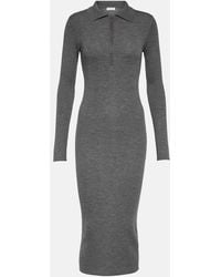 Brunello Cucinelli - Ribbed-Knit Virgin Wool And Cashmere Midi Dress - Lyst
