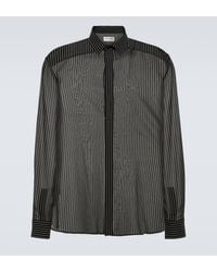 Saint Laurent - Pinstripe Silk Georgette Shirt - Lyst