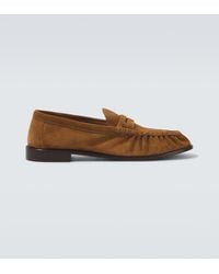 Saint Laurent - Le Loafer Suede Penny Loafers - Lyst