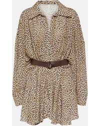 Norma Kamali - Leopard-print Georgette Shirt Dress - Lyst