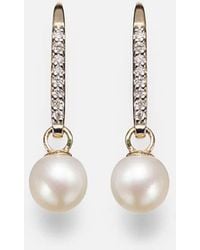 Mateo - 14Kt Drop Earrings With Diamonds And Pearls - Lyst