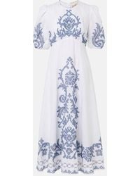ALÉMAIS - Robe Midi Hazel Brodee En Lin - Lyst