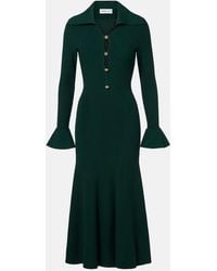 Self-Portrait - Ribbed-Knit Midi Dress - Lyst