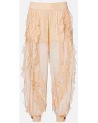 Zimmermann - Rebellion Splice Ruffled Silk Tapered Pants - Lyst
