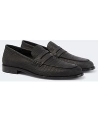 Manolo Blahnik - Croc-Effect Leather Penny Loafers - Lyst
