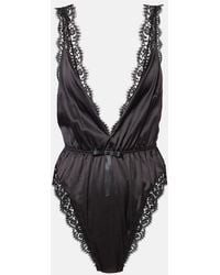 Dolce & Gabbana - Body Mit Hohem Beinausschnitt Aus Satin Und Spitze - Lyst