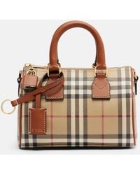 Burberry - Check Leather-Trimmed Bowling Bag - Lyst