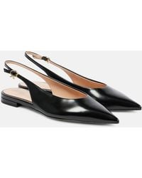 Gianvito Rossi - Robbie Sling 05 Leather Slingback Flats - Lyst