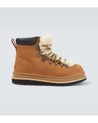 Sacai - X Ugg Suede And Shearling Hiking Boots - Lyst