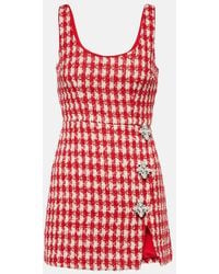 Self-Portrait - Crystal-embellished Metallic-bouclé Woven Mini Dress - Lyst
