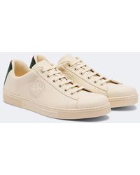Gucci - Ace Web Stripe Leather Sneakers - Lyst