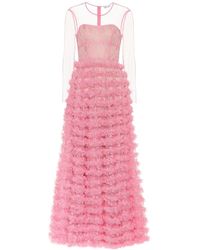RED Valentino Abito in tulle point d'esprit e pizzo - Rosa