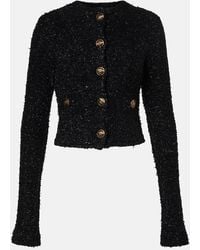 Balenciaga - Crop Bouclé Cardigan - Lyst