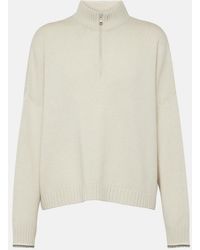 Brunello Cucinelli - Wool, Cashmere, And Silk Half-Zip Sweater - Lyst