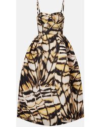 Oscar de la Renta - Printed Faille Cocktail Dress - Lyst