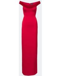David Koma - Velvet-Trimmed Off-Shoulder Satin Gown - Lyst