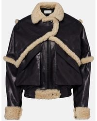 Magda Butrym - Leather Jacket With Unique Fur Insert - Lyst