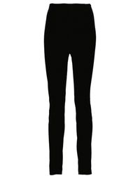 Donna Abbigliamento da Pantaloni casual Pantaloni neri slim fit in jersey donnaSaint Laurent in Materiale sintetico di colore Nero eleganti e chino da Leggings 