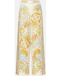 Versace - Underwater Barocco Silk Palazzo Pants - Lyst