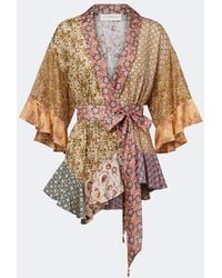 Zimmermann - Fairlight Printed Silk Habotai Wrap Top - Lyst