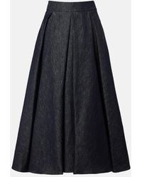 Max Mara - Pleated Denim Midi Skirt - Lyst
