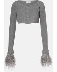 Blumarine - Cropped Ribbed-Knit Wool Cardigan - Lyst
