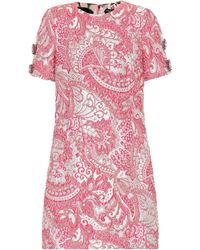 Dolce & Gabbana Verziertes Minikleid aus Brokat - Pink