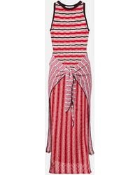 The Attico - Striped Crochet Cotton Midi Dress - Lyst