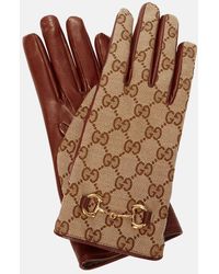 Gucci - Handschuhe Aus GG Canvas Mit Horsebit - Lyst