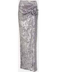 Magda Butrym - Floral-applique Sequined Maxi Skirt - Lyst
