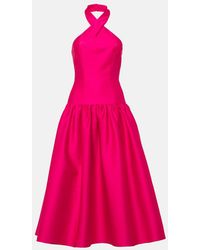 Roland Mouret - Halterneck Taffeta Midi Dress - Lyst